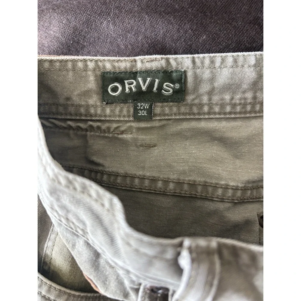 Orvis Pants‎ Mens 32x30 Canvas Leather Trim Green